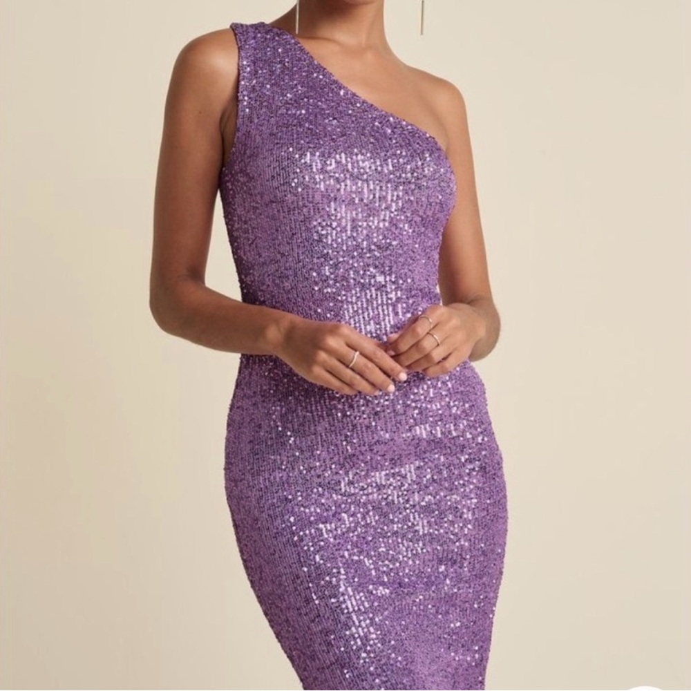 Elegant Purple Sequin One-Shoulder Dress